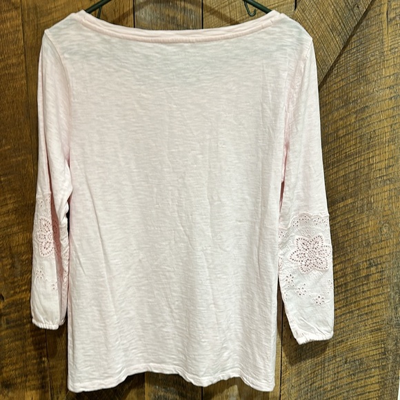 Talbots 100% cotton 3/4 pink eyelet lace sleeve - Picture 5 of 5